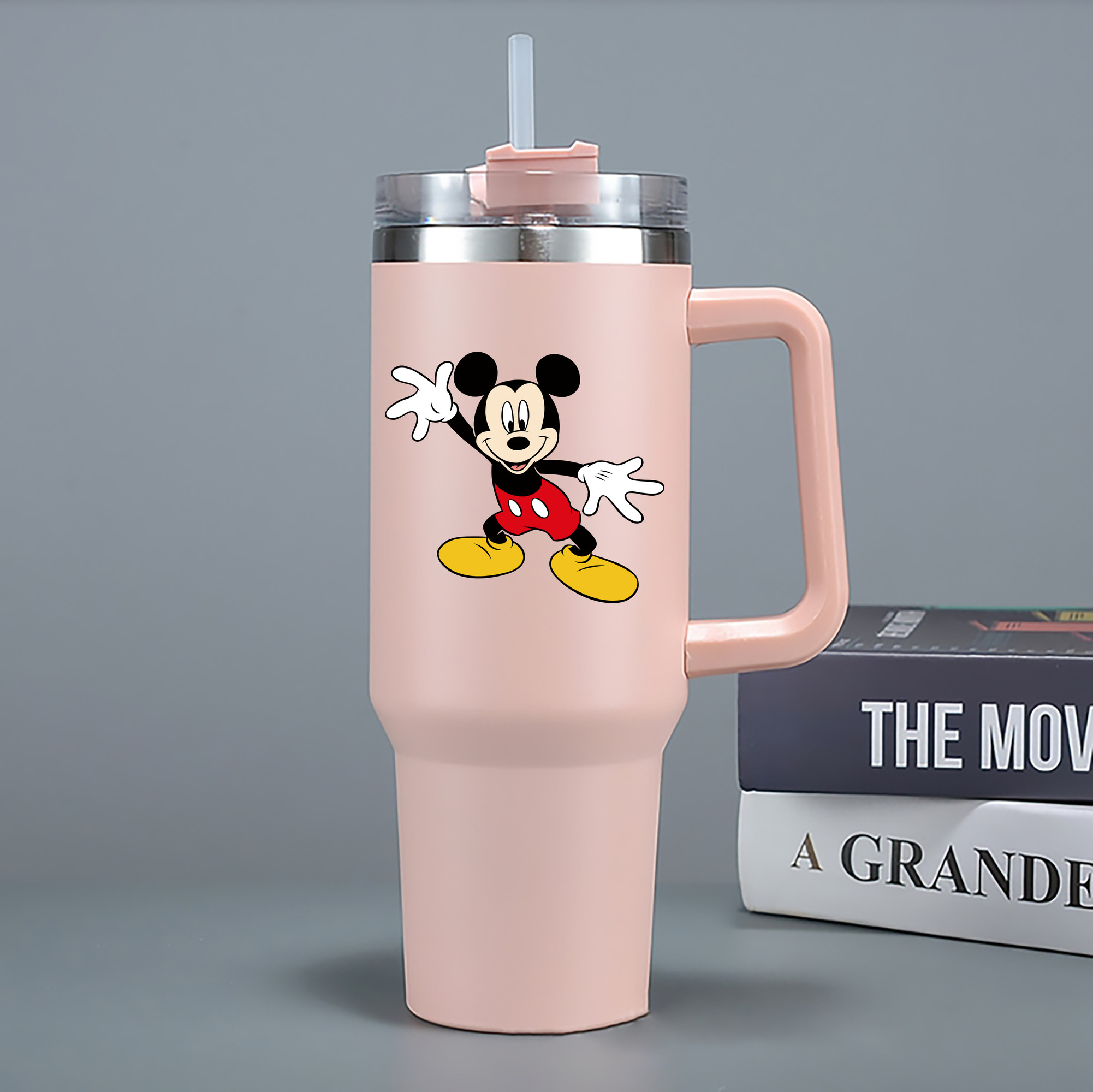 （画像用） ミッキーマウス Mickey Mouse 1200mL車用タンブラー - クリスタルステッカー（プラスチックストロー付き）